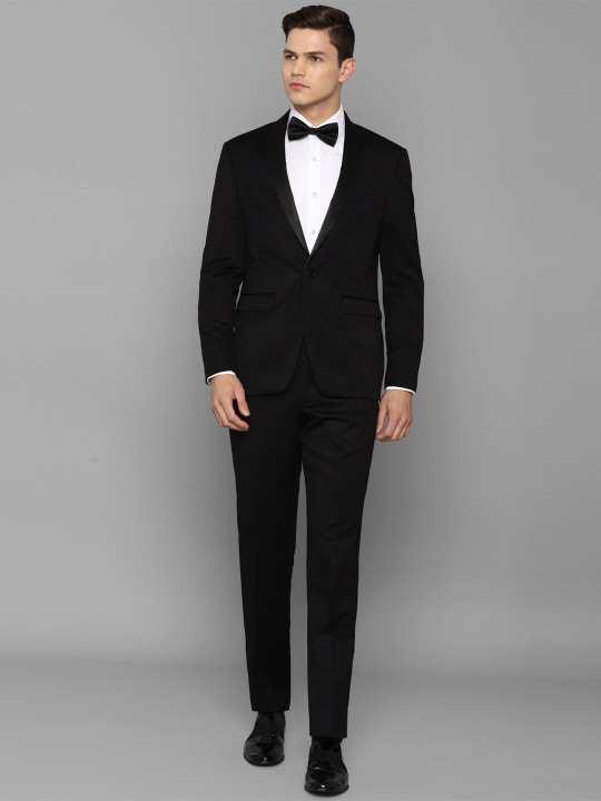 Louis Philippe Men Black Solid Slim-Fit Single-Breasted Two-Piece Formal Suit