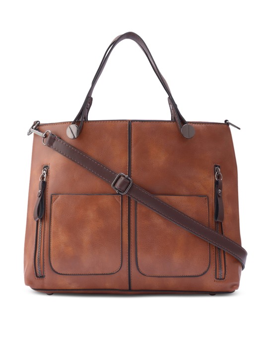 Tan Brown Solid Shoulder Bag
