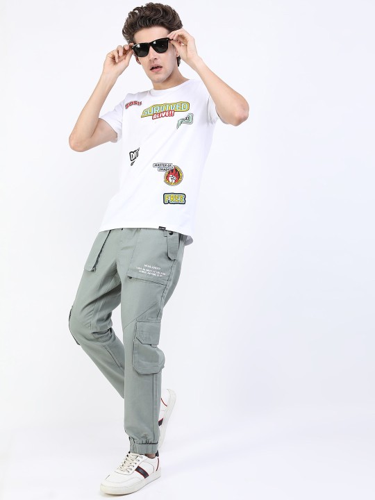 Men White Printed Slim Fit T-shirt deal from myntra