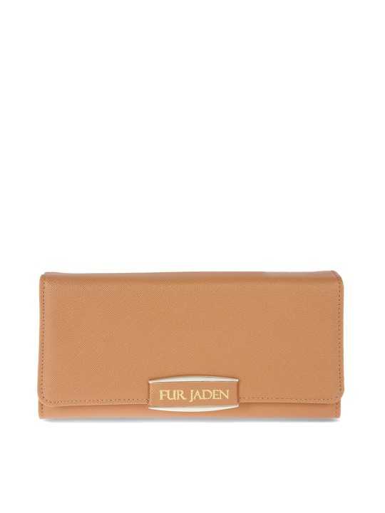 Women Tan Solid Zip Around Wallet
