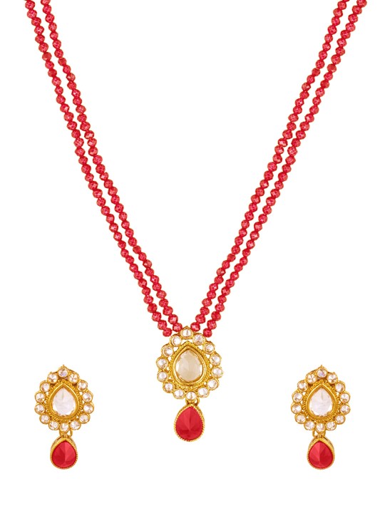 Maroon Embellished Jewellery Set