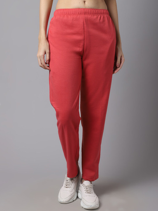 MACK JONNEY Women Pink Solid Cotton Track Pants
