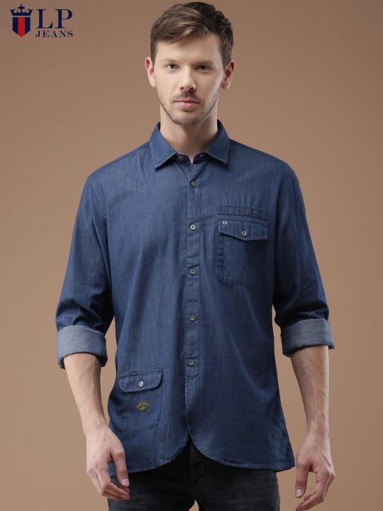 Men Blue Tailored Fit Solid Casual Shirt 39