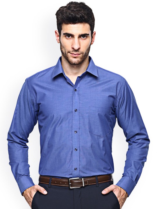Men Blue Slim Fit Solid Formal Shirt 38