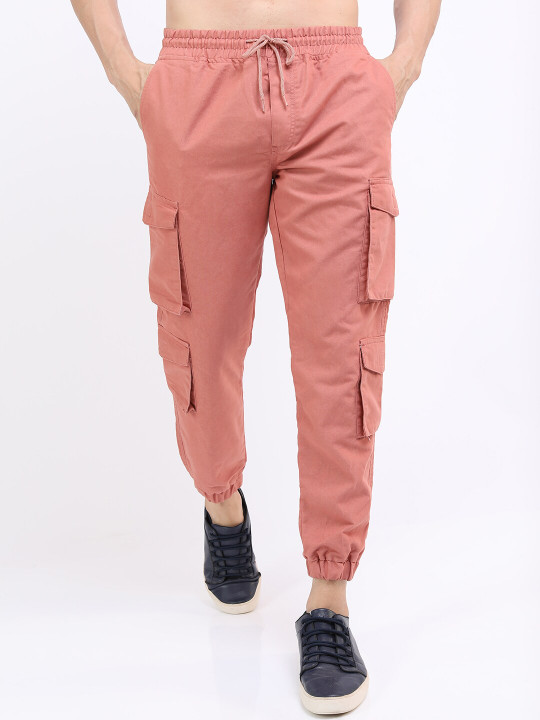 HIGHLANDER Men Red Joggers Cargo Pocket Trouser
