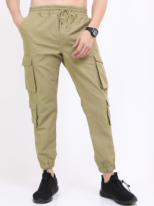 HIGHLANDER Men Beige Joggers Trousers
