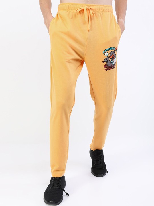 Men Yellow Printed Regular Fit Track Pants deal from myntra