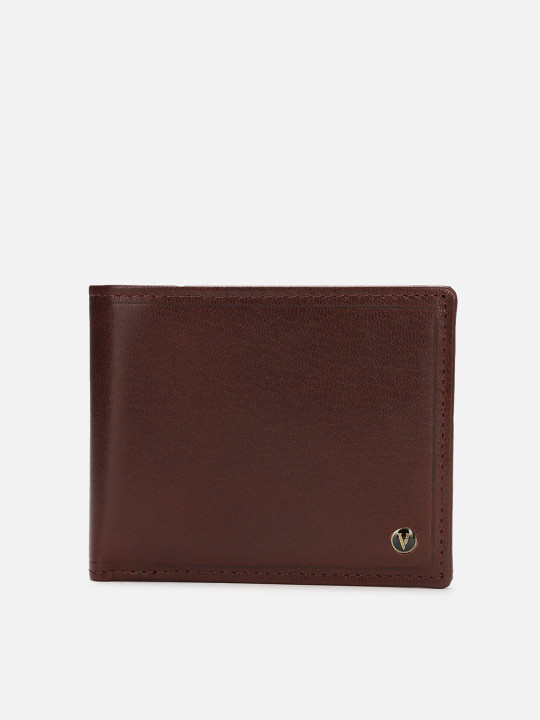 men solid leather two fold wallet