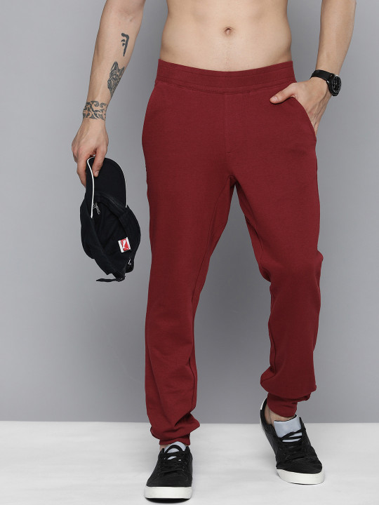 HERE&NOW Men Maroon Solid Knitted Joggers