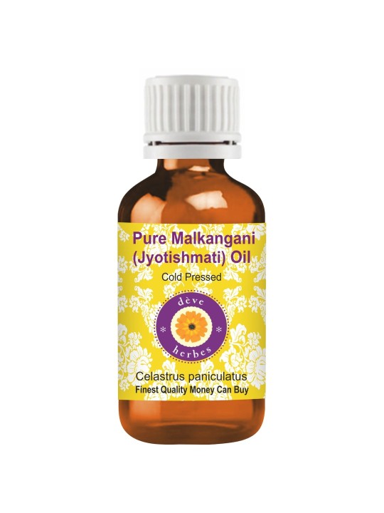 Deve Herbes Pure Malkangani, Jyotishmati Oil (Celastrus paniculatus) Natural Therapeutic Grade Cold Pressed For Skin