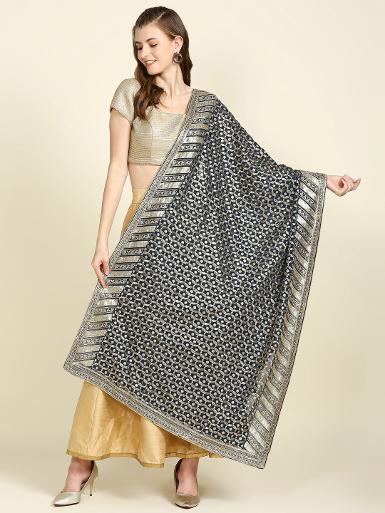 Dupatta Bazaar Women Ethnic Motifs Embroidered Dupatta with Zardozi