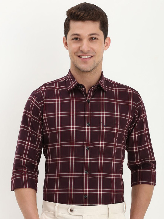 Allen Solly Men Slim Fit Tartan Checks Opaque Checked Formal Shirt