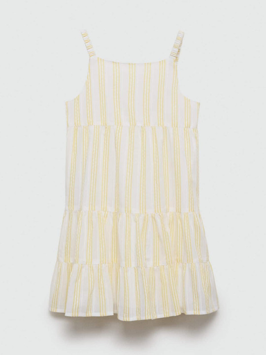 Mango Kids Girls Pure Cotton Striped Tiered A-Line Dress