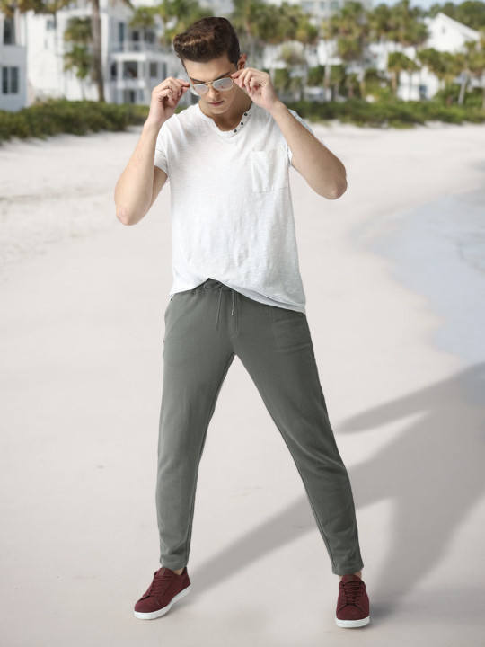 Mast & Harbour Men Grey Regular Fit Solid Track pants