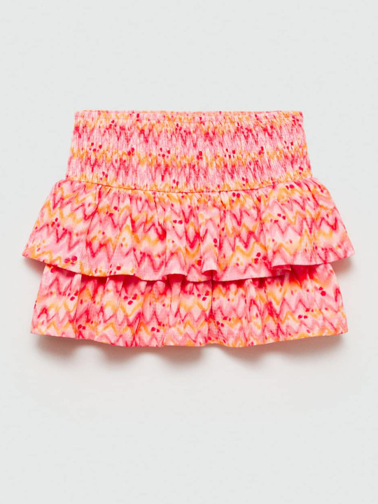 Mango Kids Girls Gathered & Pleated Detail Ruffle Peplum Skirt
