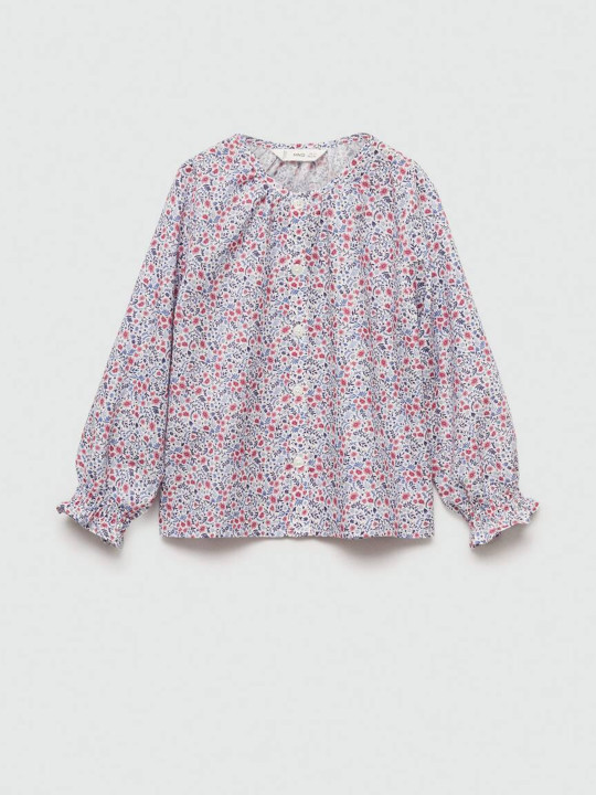 Mango Kids Girls Cotton Floral Printed Shirt Style Top