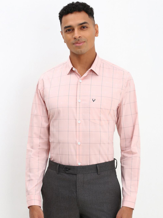 Allen Solly Men Spread Collar Tartan Checked Cotton Slim Fit Formal Shirt