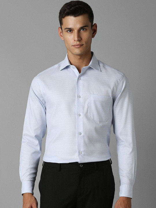 Louis Philippe Men Classic Spread Collar Striped Cotton Formal Shirt