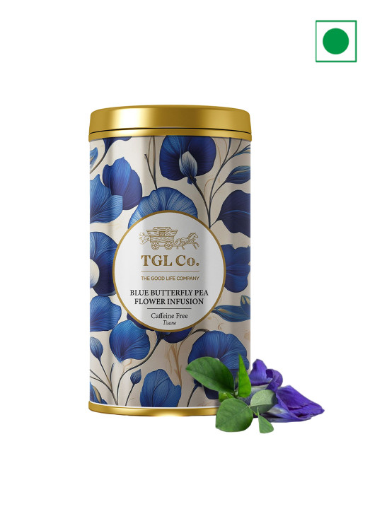 TGL Co. Blue Pea Flower Tea Tall Tin Can-50 gm
