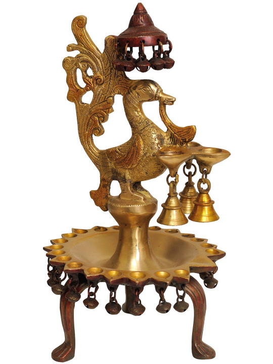 Exotic India Peacock Brass Handmade Diwali Diyas