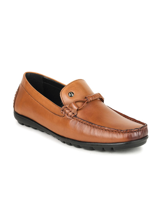 BRITMEN Men Textured Leather Loafers