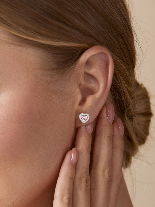 MINUTIAE Silver Plated Heart Shaped Kundan Studs
