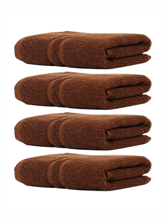 ZAHYA Brown Set of 4 Terry Cotton Hand Towels