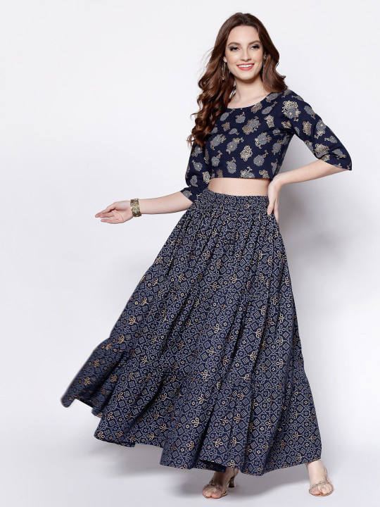 Sera Women Floral Printed Round Neck Cotton Top
