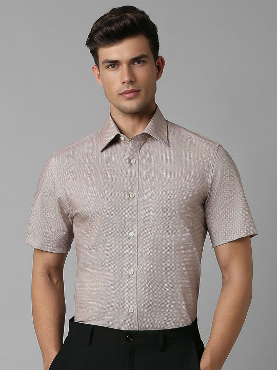 Louis Philippe Men Spread Collar Micro Ditsy Printed Cotton Formal Shirt