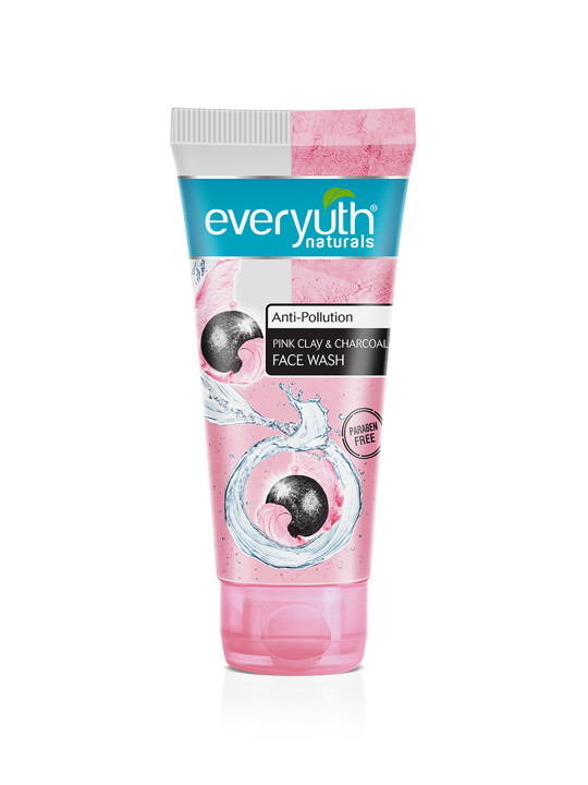 everyuth Naturals Anti Pollution Pink Clay & Charcoal Face Wash For Oily & Dry Skin - 150g