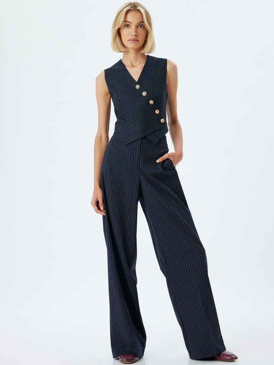 Koton Women Striped High-Rise Trousers