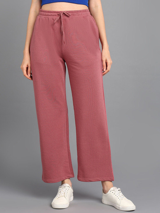 Alan Jones Women Solid Mid-Rise Relaxed-Fit Track Pants