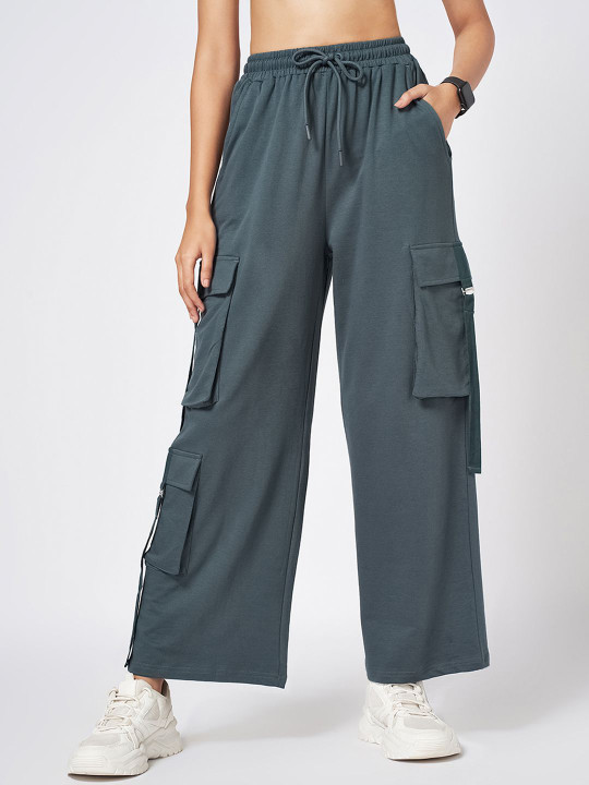 Ajile by Pantaloons Women Straight Fit High-Rise Pure Cotton Cargos