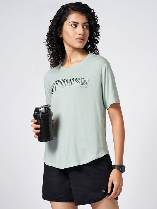 Ajile by Pantaloons Women Typography Printed Round Neck Cotton Relaxed Fit T-Shirt