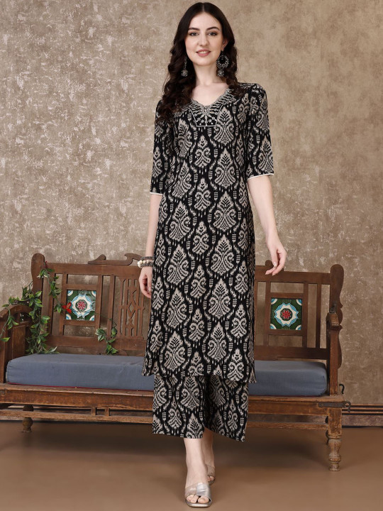 Ethnic Motifs Printed V-Neck Tunic With Palazzo