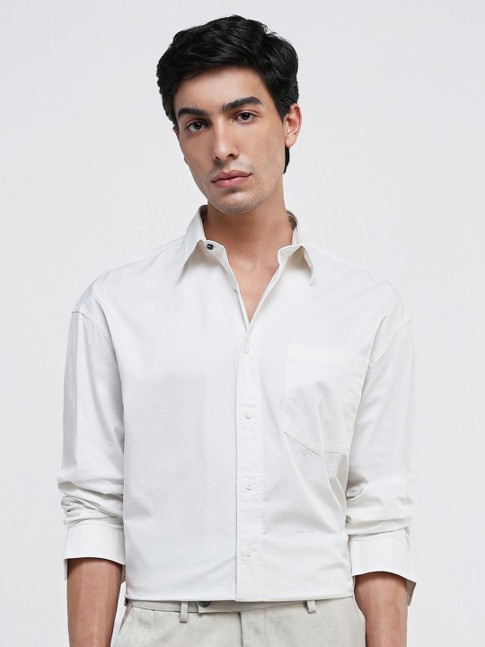 RARE RABBIT Men Comfort Spread Collar Solid Casual Shirt