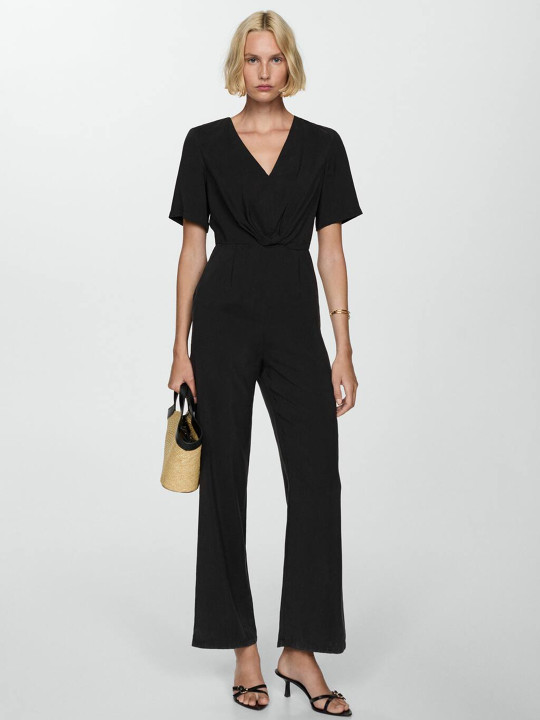 MANGO V-Neck Basic Jumpsuit