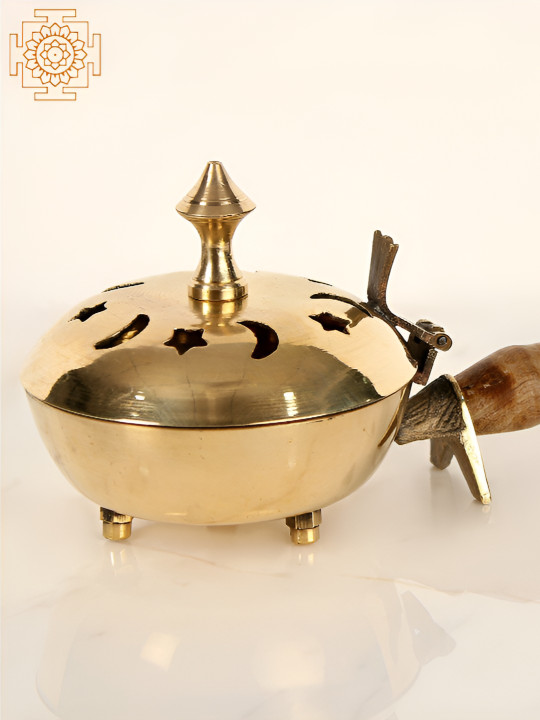 Exotic India Brass Easy to Clean Durga Puja Dhoop Dani