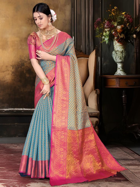 JAY FASHION Woven Design Zari Kanjeevaram Saree