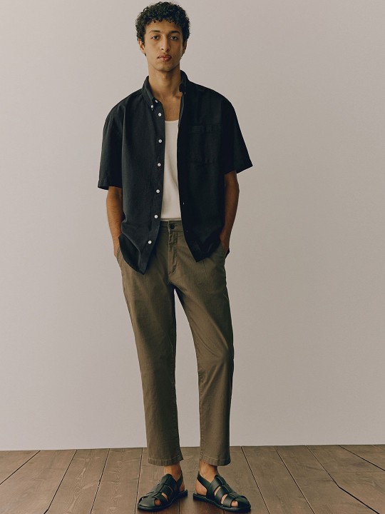Men Loose Fit Short Sleeved Oxford Shirts deal from myntra