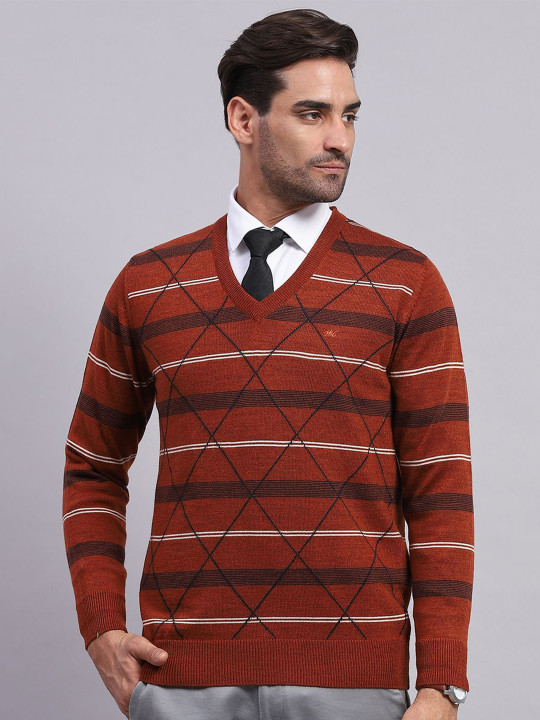 Monte Carlo Men Geometric Woollen Pullover