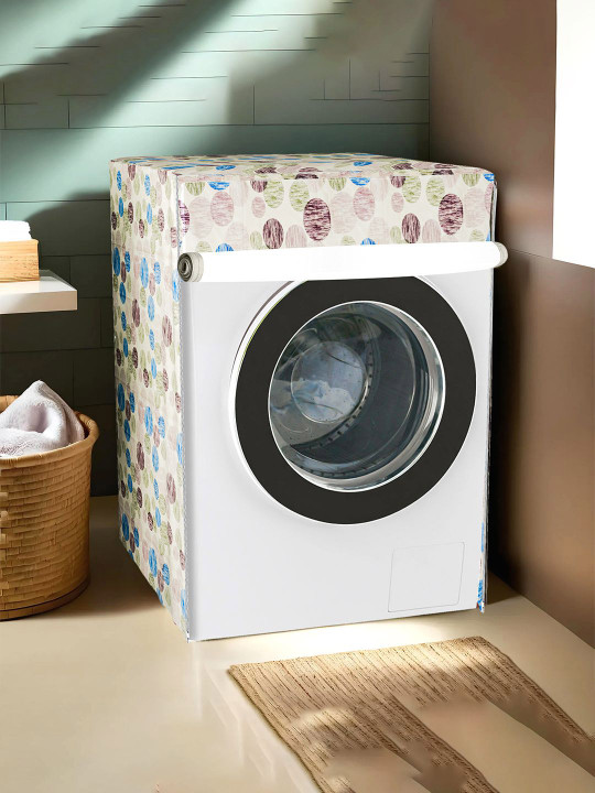 Kuber Industries Blue & Pink Floral Printed Light Weight Front Load Washing Machine Cover