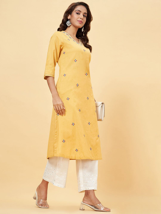 RANGMANCH BY PANTALOONS Women Floral Embroidered Palazzos
