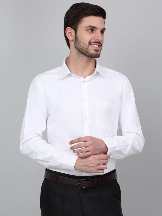 Cantabil Men Spread Collar Solid Cotton Formal Shirt
