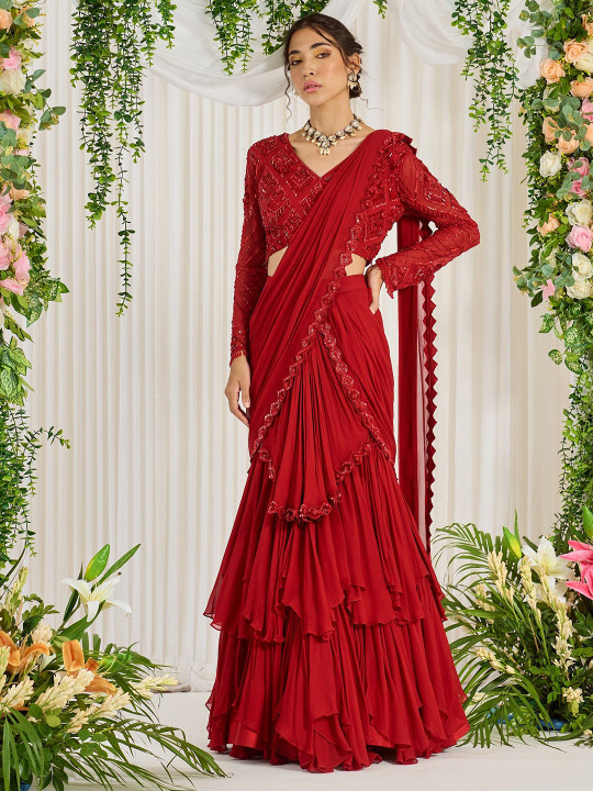 NIDHIKA SHEKHAR Pure Georgette Chanderi Saree