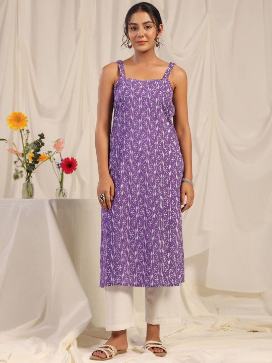 anayna Women Floral Printed Thread Work Kurta