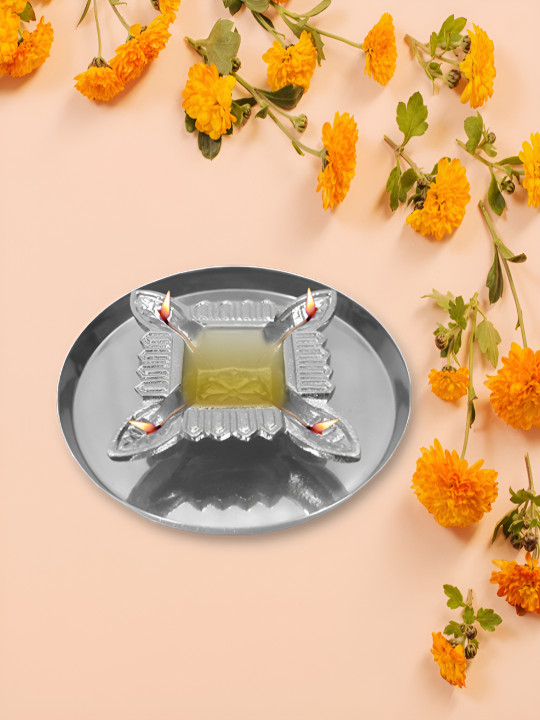 Metalsmith Metal Easy to Clean Navratri Pooja Thali