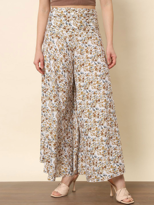 BAESD Women Floral Printed Flared Ethnic Palazzos