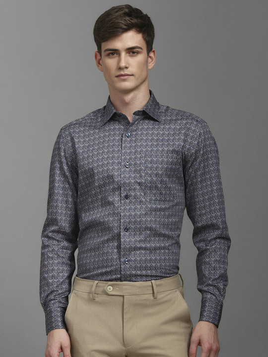 Louis Philippe Men Classic Spread Collar Abstract Printed Cotton Formal Shirt