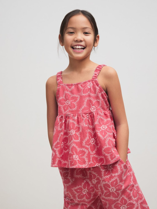 Mango Kids Floral Print Empire Top